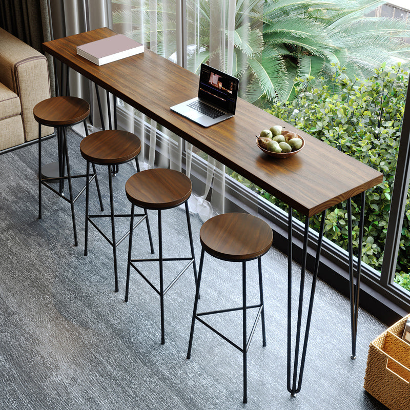 1/2/4/5 Pieces Industrial Rectangle Pub Table Set Wooden Counter Table with High Stools