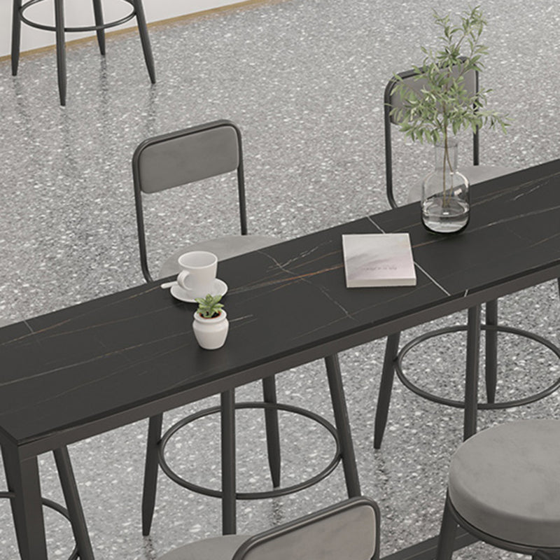Modern 1/2/7 Pieces Bar Table Set Rectangle Stone Counter Table with Stools for Balcony