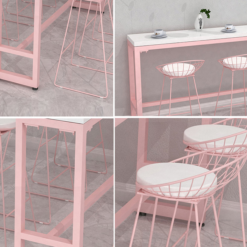 Modern 1/5 Pieces Bar Table Set Rectangle Stone Counter Table for Milk Tea Shop