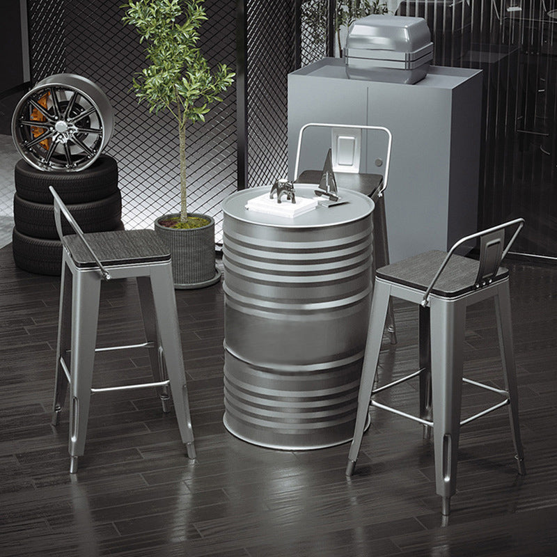 1/3/4 Pieces Industrial Bar Stool and Table Set Silver Iron Bar Set