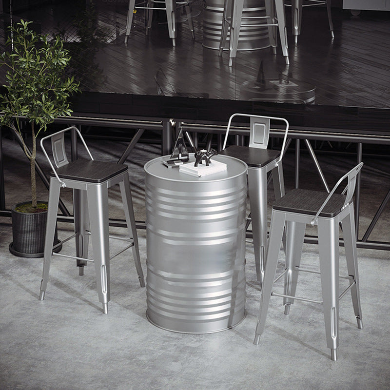1/3/4 Pieces Industrial Bar Stool and Table Set Silver Iron Bar Set