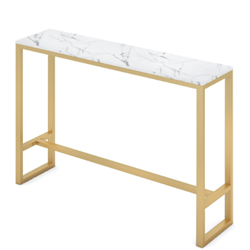 Glam 1/4 Pieces Bar Table Set Rectangle Stone Counter Table with High Stools for Balcony