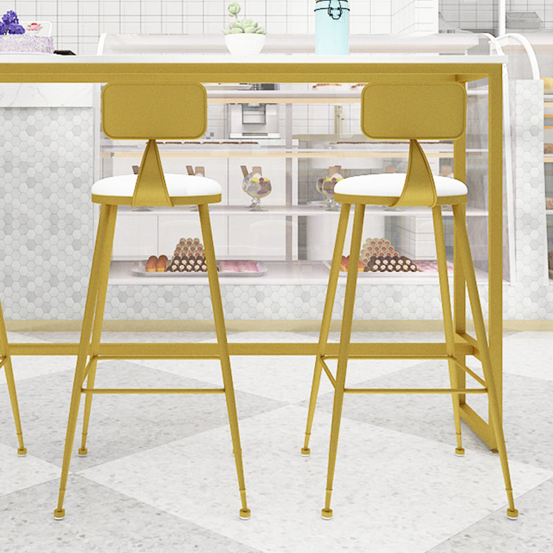 Glam 1/4 Pieces Bar Table Set Rectangle Stone Counter Table with High Stools for Balcony