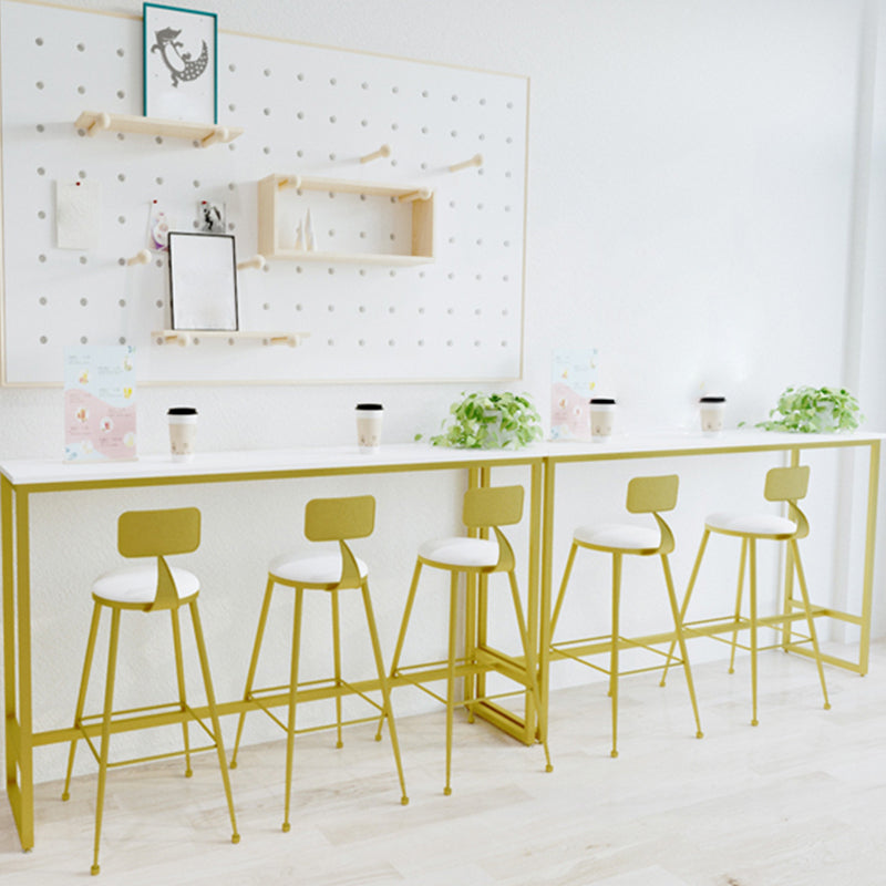 Glam 1/4 Pieces Bar Table Set Rectangle Stone Counter Table with High Stools for Balcony