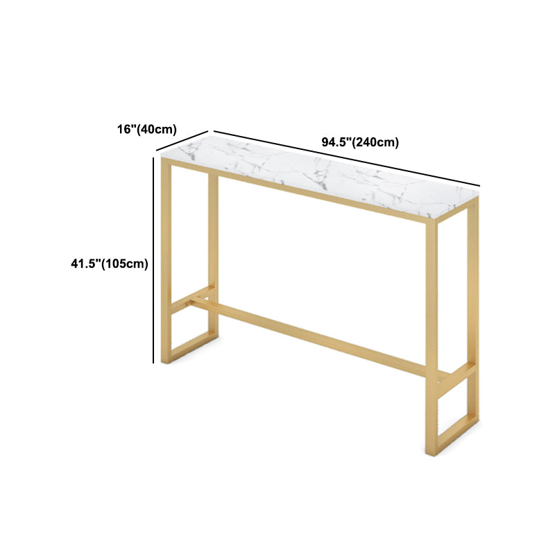 Glam 1/4 Pieces Bar Table Set Rectangle Stone Counter Table with High Stools for Balcony
