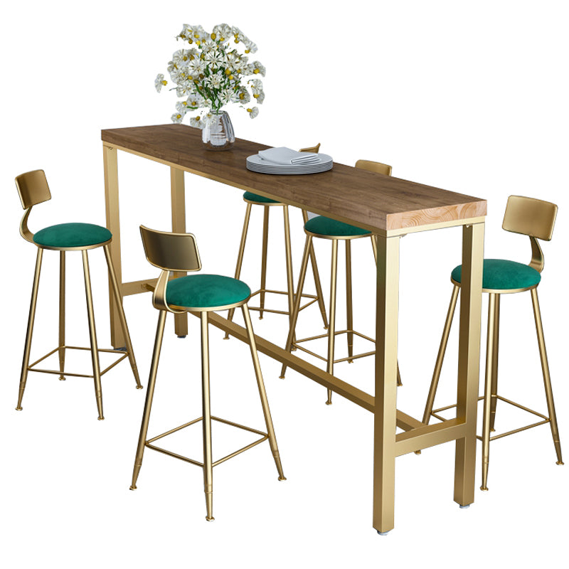 Glam Style Rectangle Bar Table 1/6 Pieces Solid Wood Counter Table