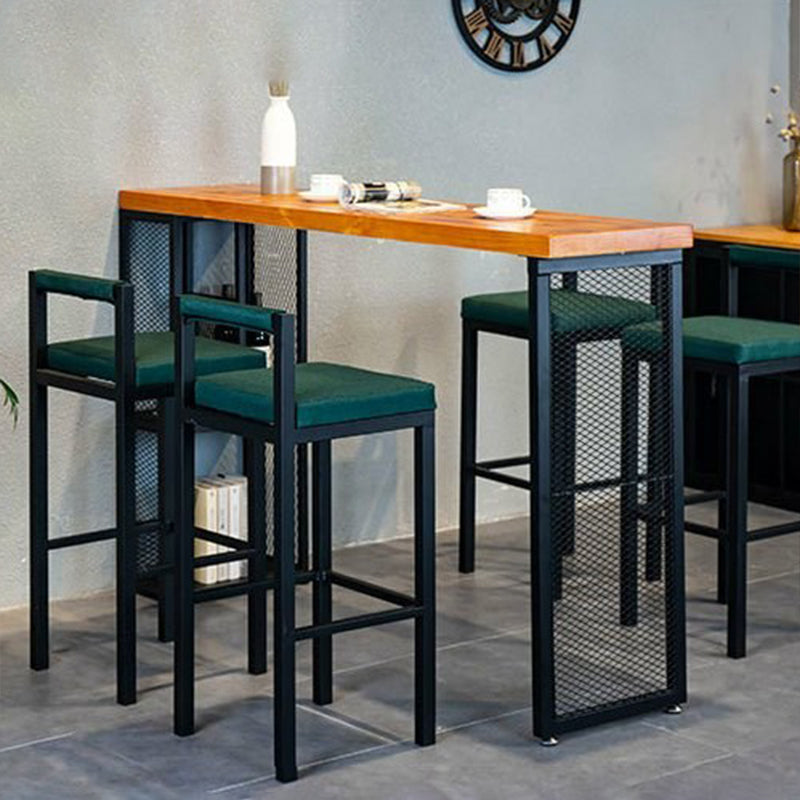 Industrial Rectangle Pub Table Set 1/3/5 Pieces Pine Wood Top Bar Table with Metal Stools