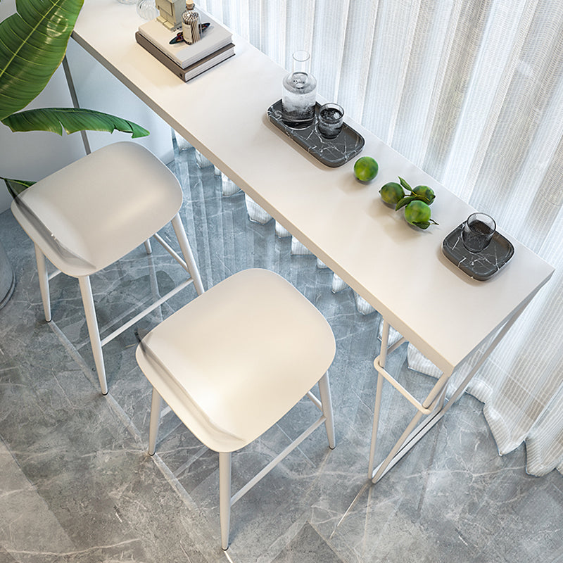 Modern 1/3 Pieces Bar Table Set Rectangle Wood Counter Table with High Stools for Balcony