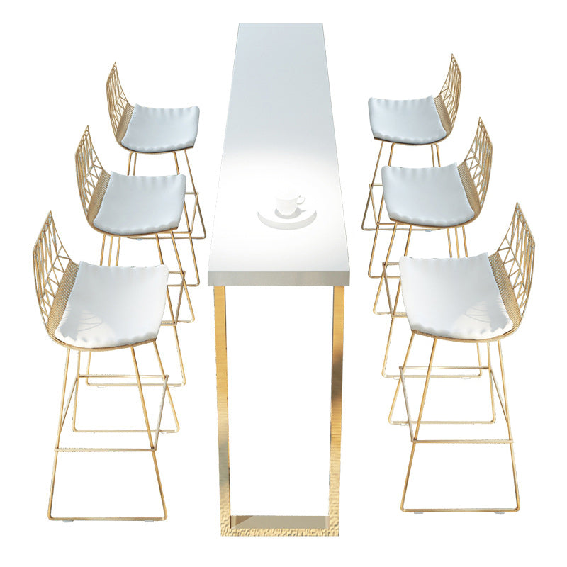 Glam Rectangle Bar Table Set 1/7 Pieces Solid Wood Counter Table for Indoor