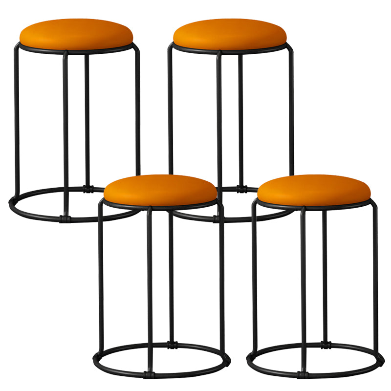 Modern Ottoman Leather Upholstered Tear Resistant Round Ottoman with Chair Legs