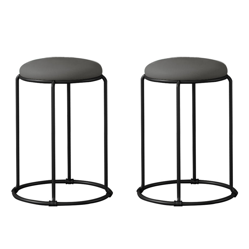 Modern Ottoman Leather Upholstered Tear Resistant Round Ottoman with Chair Legs