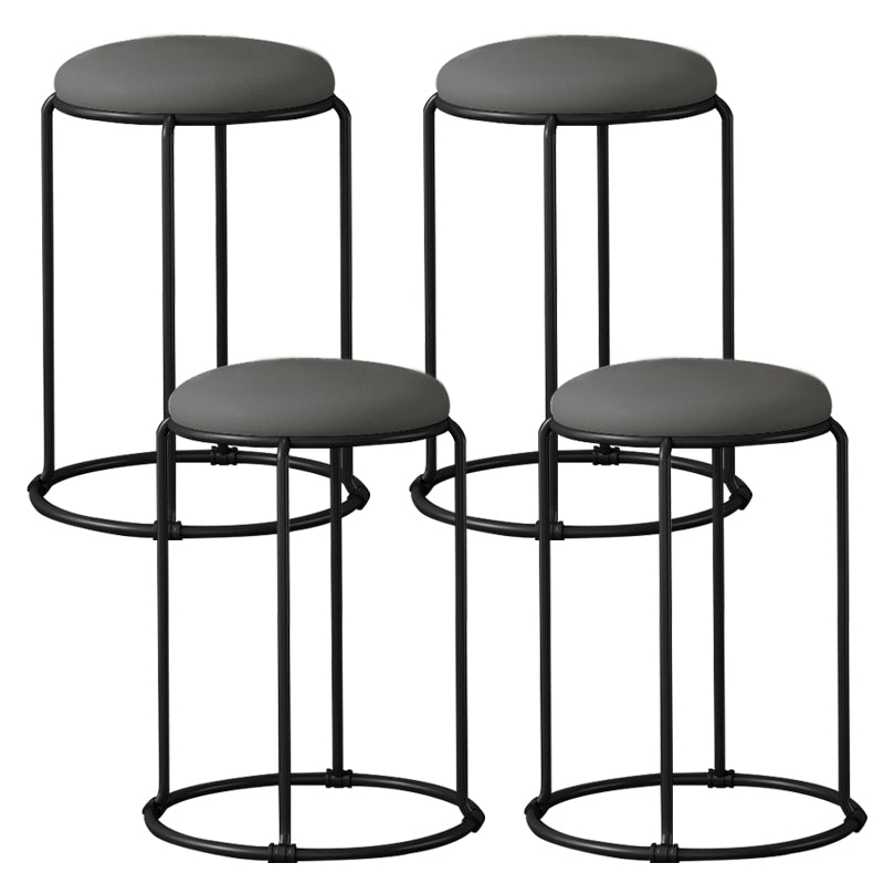 Modern Ottoman Leather Upholstered Tear Resistant Round Ottoman with Chair Legs