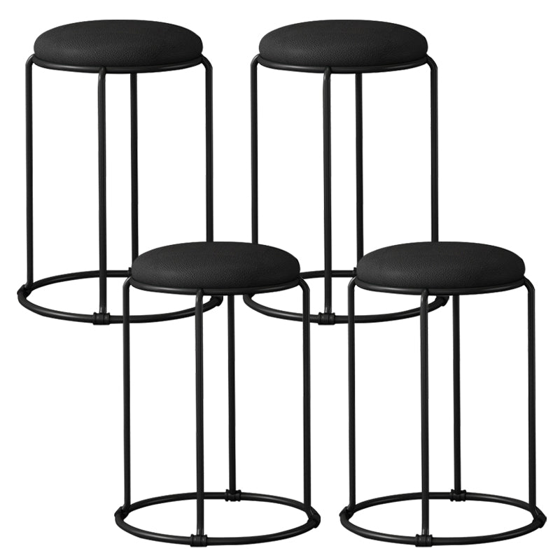 Modern Ottoman Leather Upholstered Tear Resistant Round Ottoman with Chair Legs