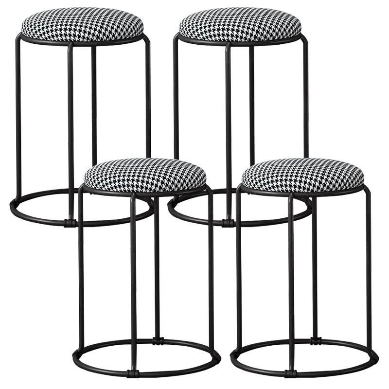 Modern Ottoman Leather Upholstered Tear Resistant Round Ottoman with Chair Legs