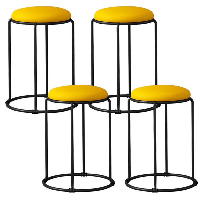 Modern Ottoman Leather Upholstered Tear Resistant Round Ottoman with Chair Legs