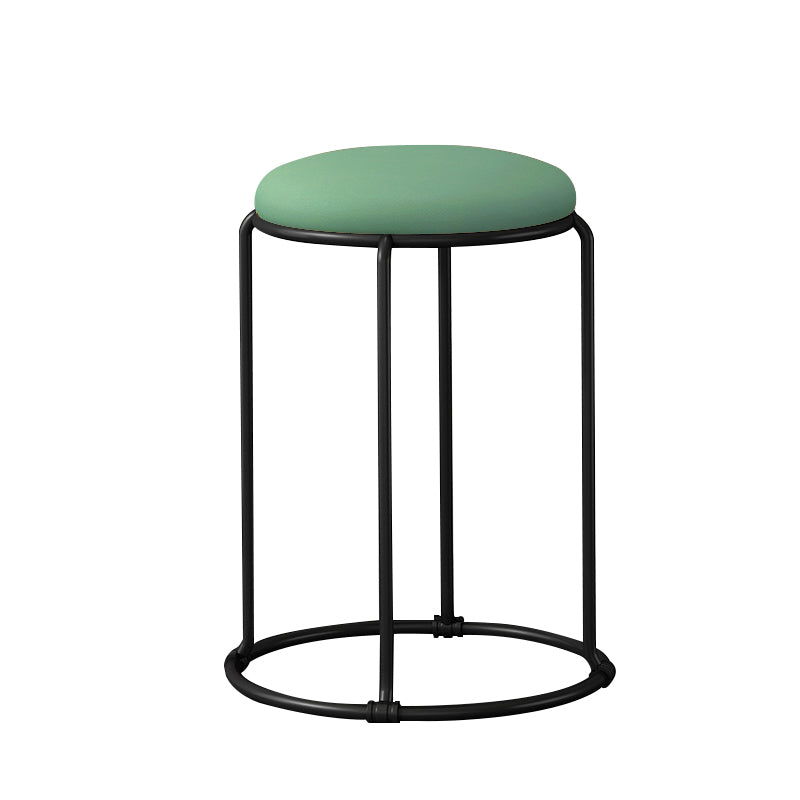 Modern Ottoman Leather Upholstered Tear Resistant Round Ottoman with Chair Legs