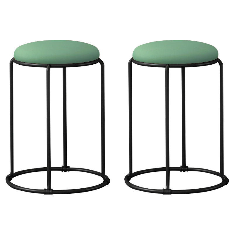 Modern Ottoman Leather Upholstered Tear Resistant Round Ottoman with Chair Legs