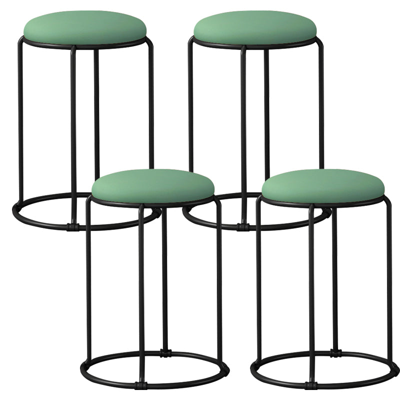 Modern Ottoman Leather Upholstered Tear Resistant Round Ottoman with Chair Legs