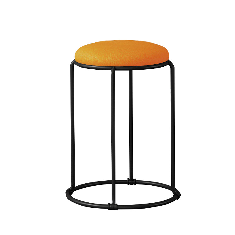 Modern Ottoman Leather Upholstered Tear Resistant Round Ottoman with Chair Legs