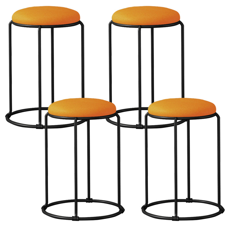 Modern Ottoman Leather Upholstered Tear Resistant Round Ottoman with Chair Legs