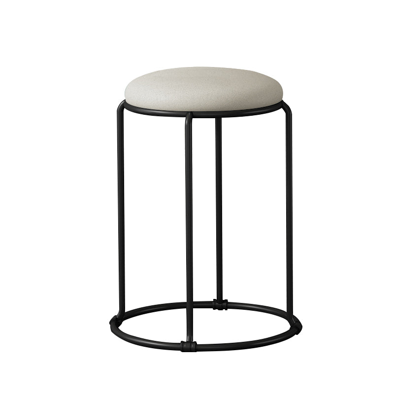 Modern Ottoman Leather Upholstered Tear Resistant Round Ottoman with Chair Legs