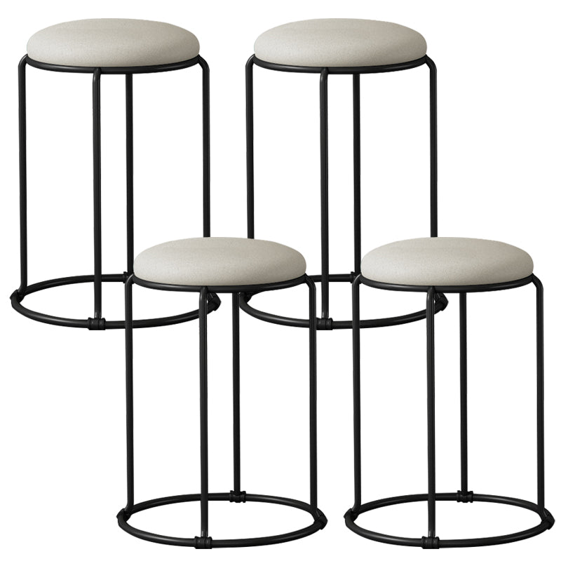 Modern Ottoman Leather Upholstered Tear Resistant Round Ottoman with Chair Legs