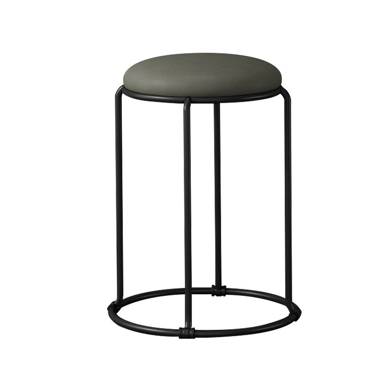 Modern Ottoman Leather Upholstered Tear Resistant Round Ottoman with Chair Legs