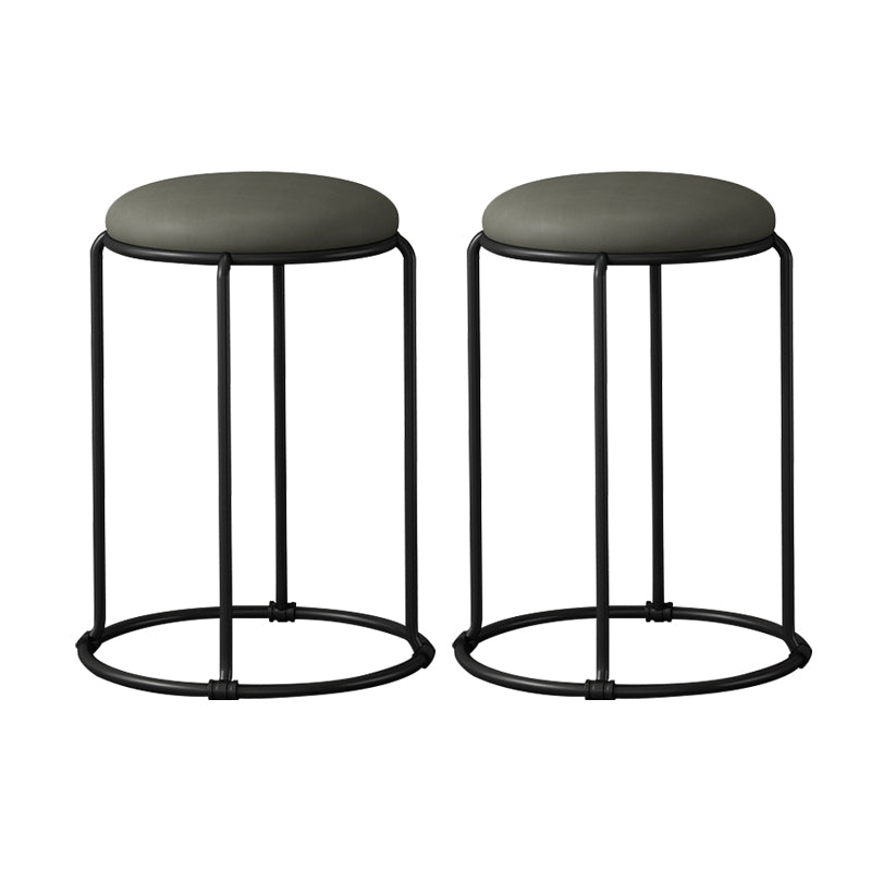 Modern Ottoman Leather Upholstered Tear Resistant Round Ottoman with Chair Legs