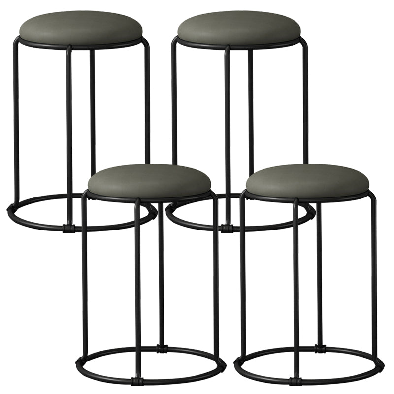 Modern Ottoman Leather Upholstered Tear Resistant Round Ottoman with Chair Legs