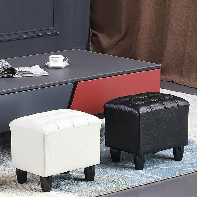 Faux Leather Black Standard Rectangle Pure Color Indoor Standard