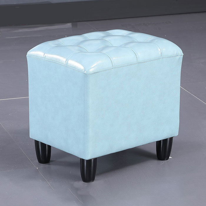 Faux Leather Black Standard Rectangle Pure Color Indoor Standard