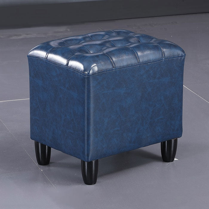 Faux Leather Black Standard Rectangle Pure Color Indoor Standard