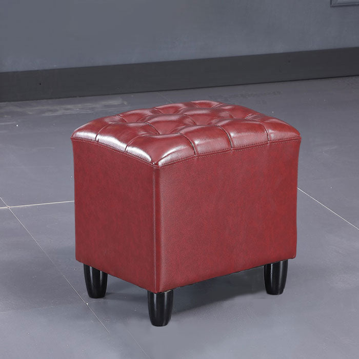 Faux Leather Black Standard Rectangle Pure Color Indoor Standard