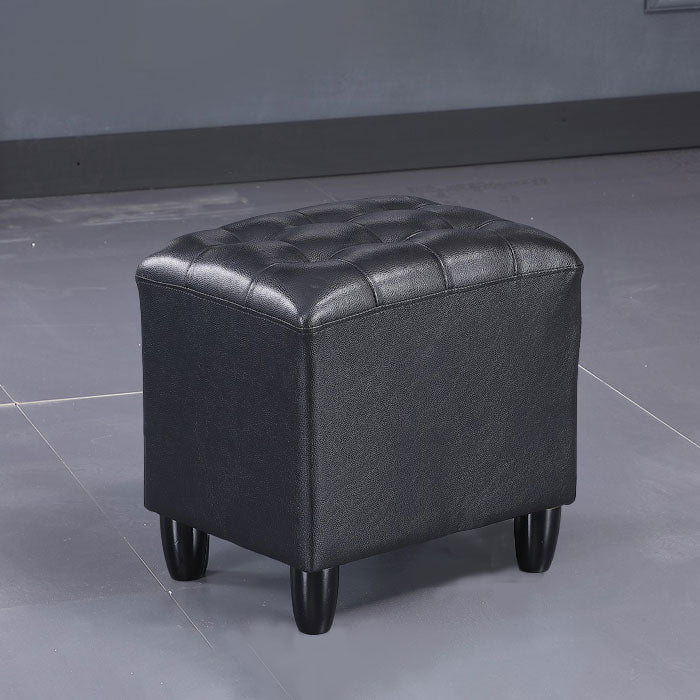 Faux Leather Black Standard Rectangle Pure Color Indoor Standard