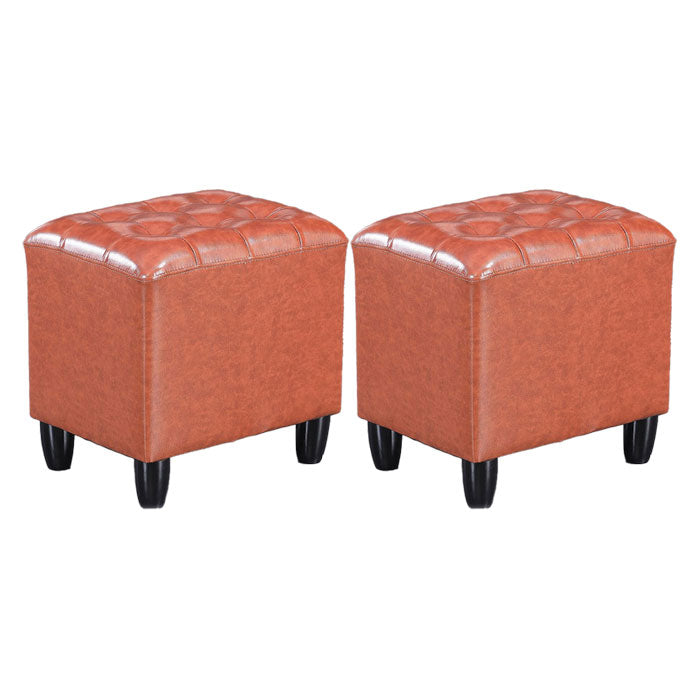 Faux Leather Black Standard Rectangle Pure Color Indoor Standard