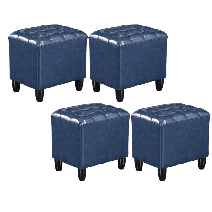 Faux Leather Black Standard Rectangle Pure Color Indoor Standard