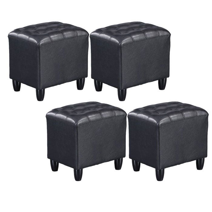 Faux Leather Black Standard Rectangle Pure Color Indoor Standard