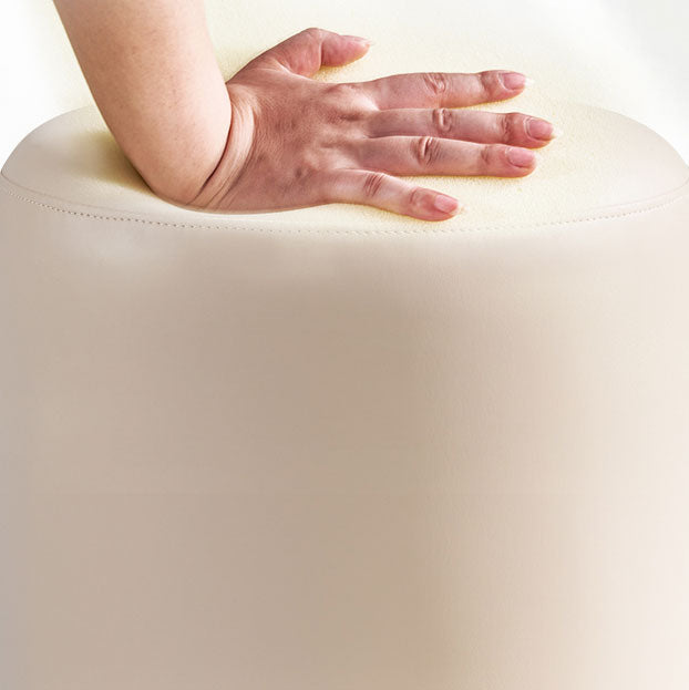 Faux Leather Pouf Round Patchwork Water Resistant Contemporary Pouf Ottoman