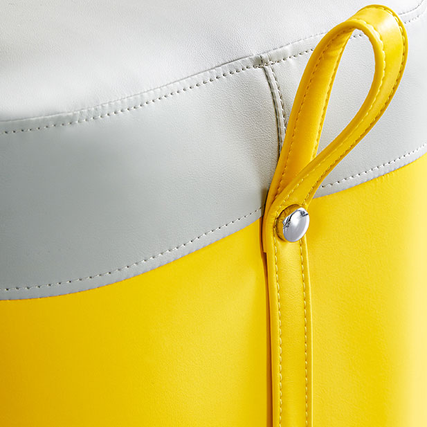 Modern Square Pouf Fade Resistant Contrast Color Faux Leather Pouf Ottoman