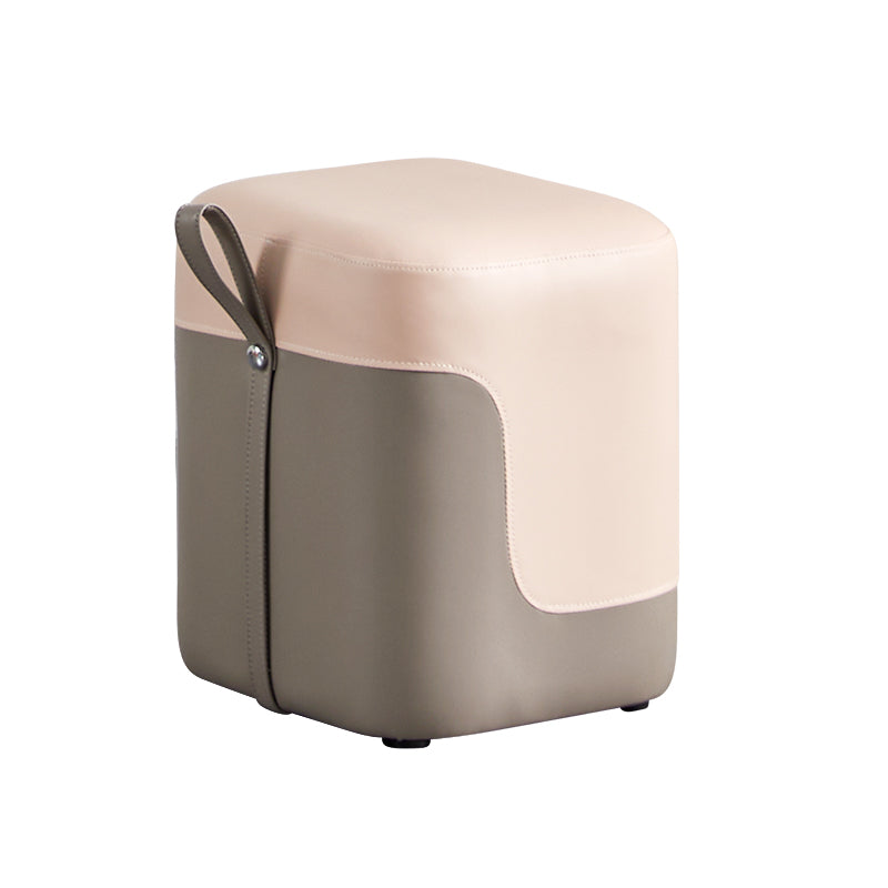 Modern Square Pouf Fade Resistant Contrast Color Faux Leather Pouf Ottoman