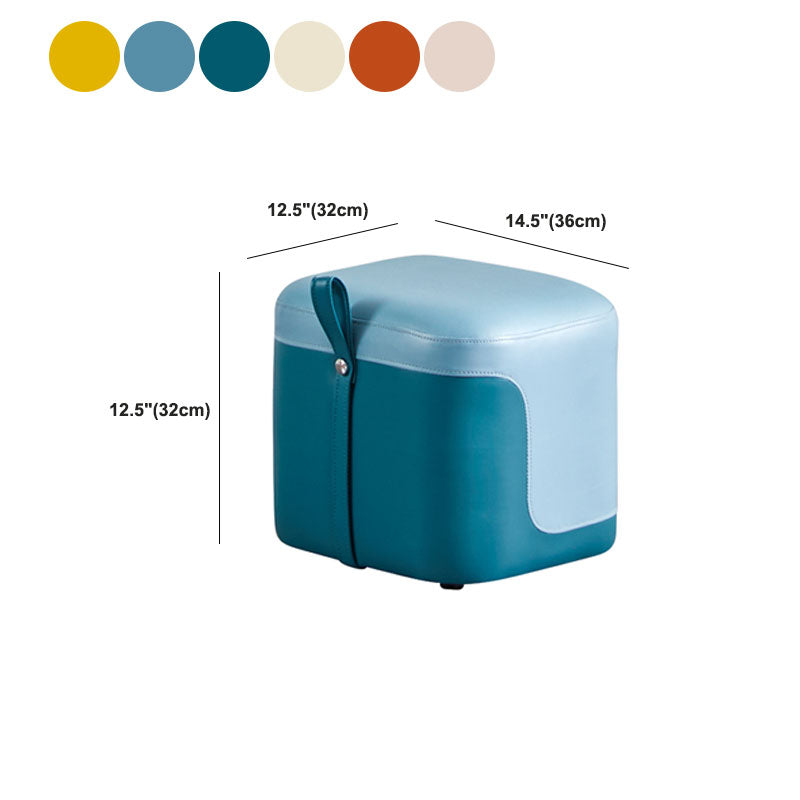 Modern Square Pouf Fade Resistant Contrast Color Faux Leather Pouf Ottoman