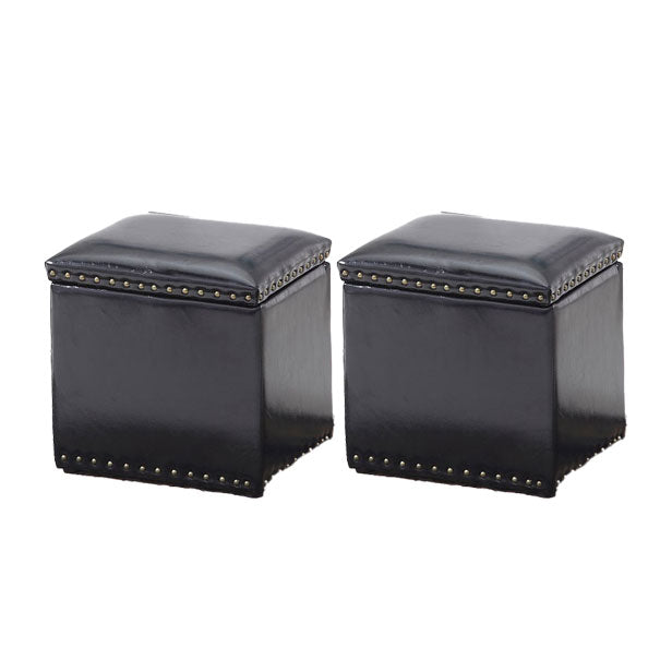 Modern Black Ottoman Leather Rectangle Ottoman for Living Room