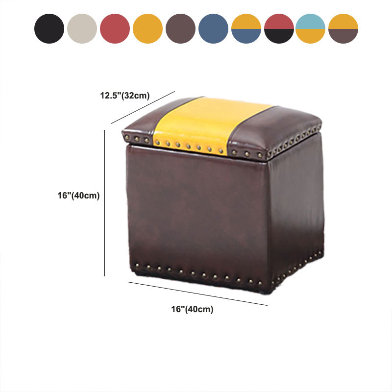 Modern Black Ottoman Leather Rectangle Ottoman for Living Room