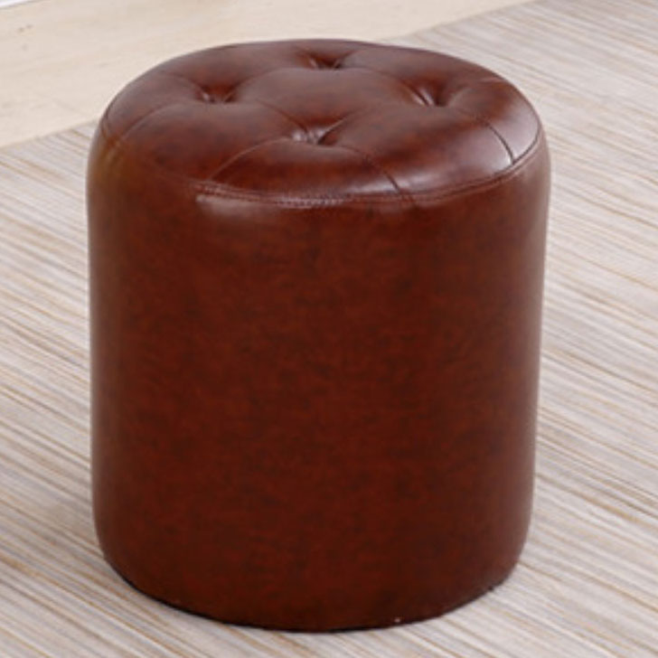 Tufted Ottoman Tear Resistant Faux Leather Contemporary Footstool Ottoman