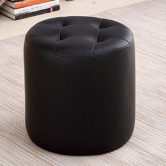 Tufted Ottoman Tear Resistant Faux Leather Contemporary Footstool Ottoman