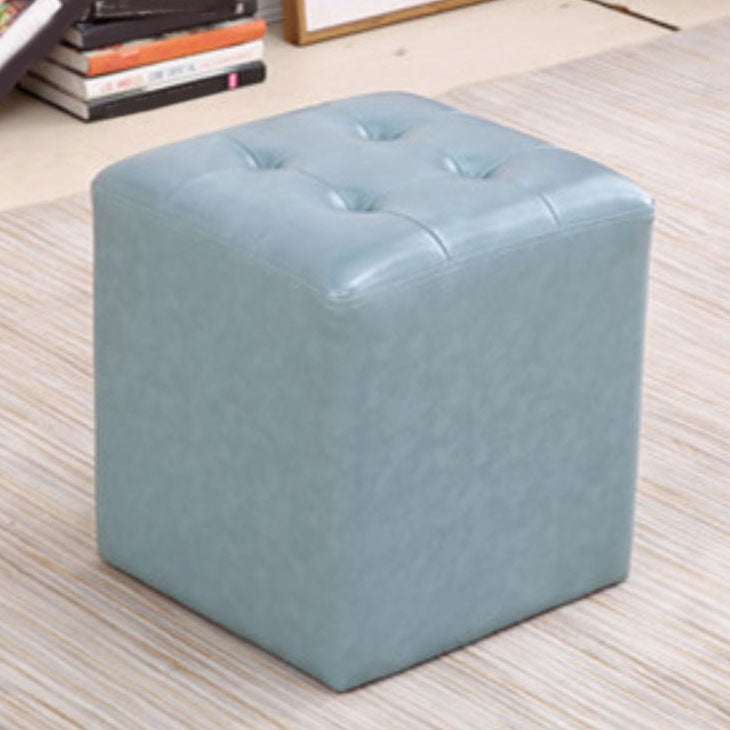 Tufted Ottoman Tear Resistant Faux Leather Contemporary Footstool Ottoman