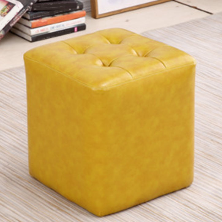 Tufted Ottoman Tear Resistant Faux Leather Contemporary Footstool Ottoman