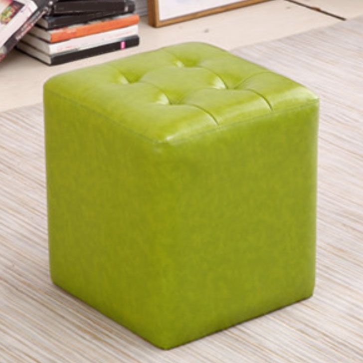 Tufted Ottoman Tear Resistant Faux Leather Contemporary Footstool Ottoman