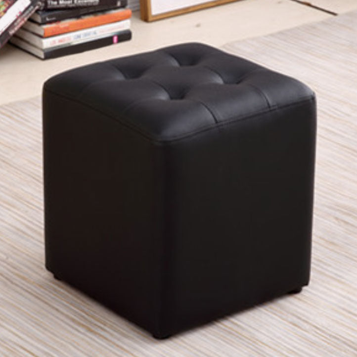 Tufted Ottoman Tear Resistant Faux Leather Contemporary Footstool Ottoman
