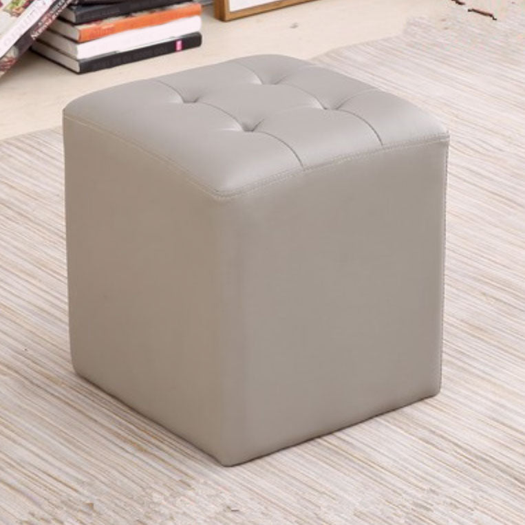 Tufted Ottoman Tear Resistant Faux Leather Contemporary Footstool Ottoman